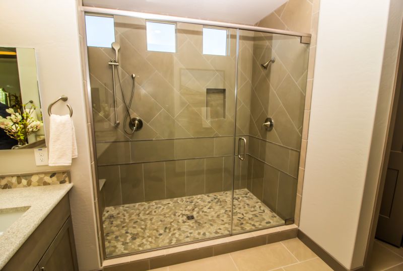 Open Concept Shower with Natural Stone