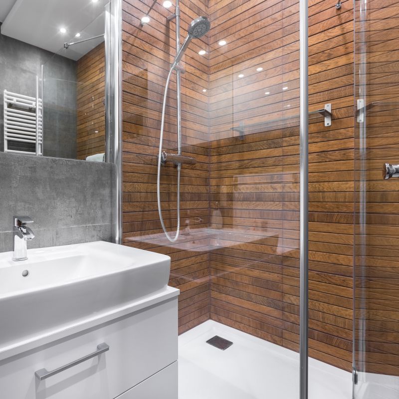 Modern Shower with Built-In Shelves